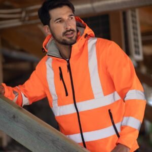 Casaco softshell de alta visibilidade Zagreb Work com capuz removível